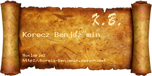 Korecz Benjámin névjegykártya